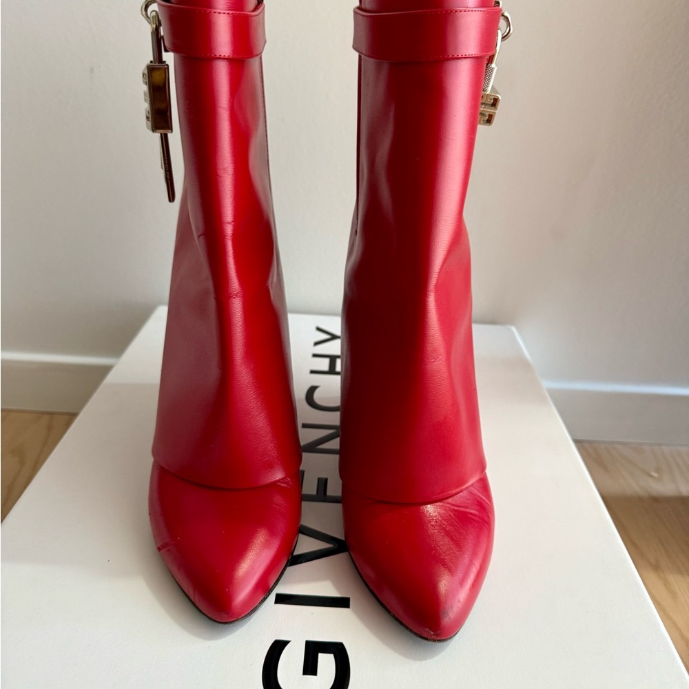 Givenchy Shark Red Ankle Boots – Size 41